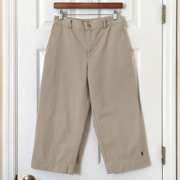 Ralph Lauren Sport Y2K Vintage High Waist Straight Leg Chino Capri Pants Beige 6 - Picture 1 of 15